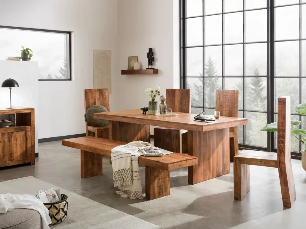 furniture-nabytek.cz - Masívna lavica Country z mangového dreva, lakovaná, hnedá – 190 cm