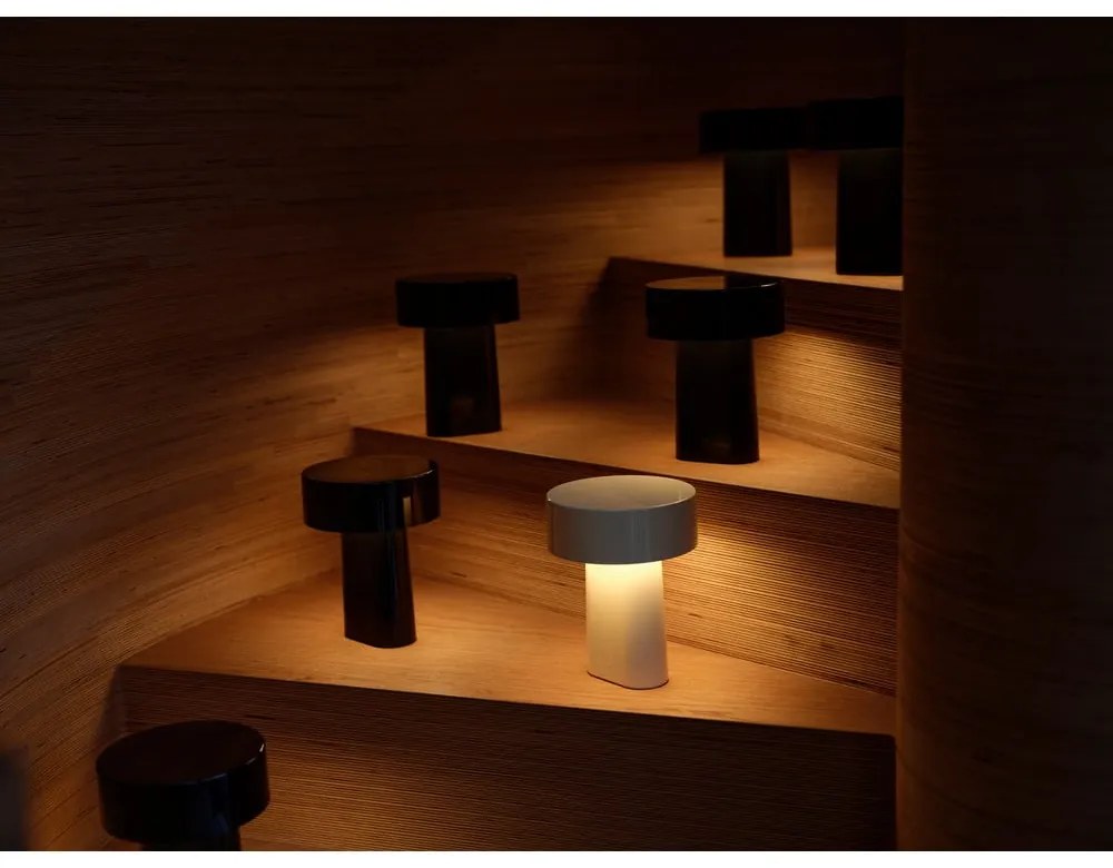 Sivobéžová plastová LED stolová lampa (výška 18 cm) Oblong – Zone