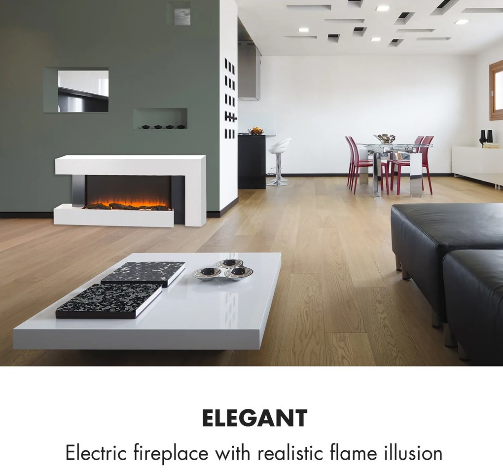Klarstein Studio Light & Fire 2, elektrický krb, 1000/2000 W, MDF, diaľkové ovládanie, biely