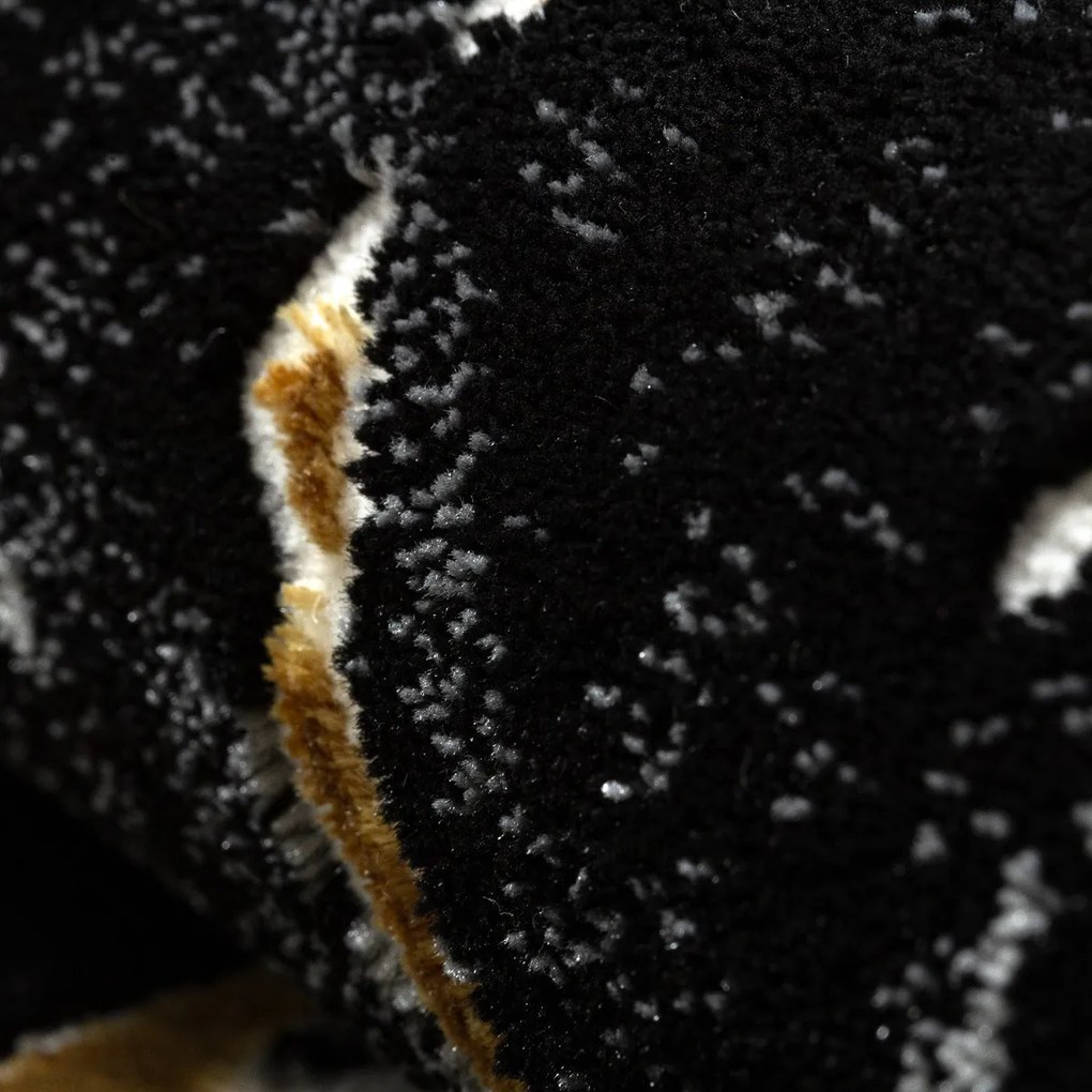 Dywany Łuszczów, Kusový koberec Allure 1963 black/gold kruh, 100x100 (priemer) kruh, čierna, kancelária