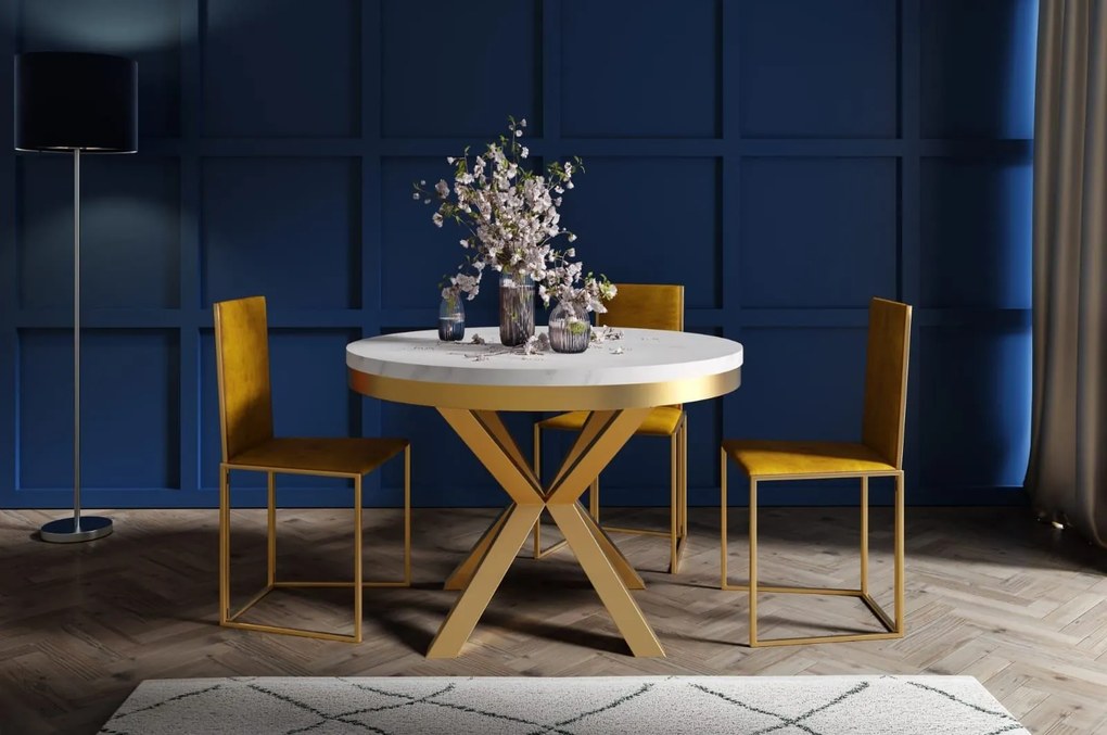 Okrúhly rozkladací jedálensky stôl PASI zlatý, 100 cm Vybrať odtieň: šedý betón