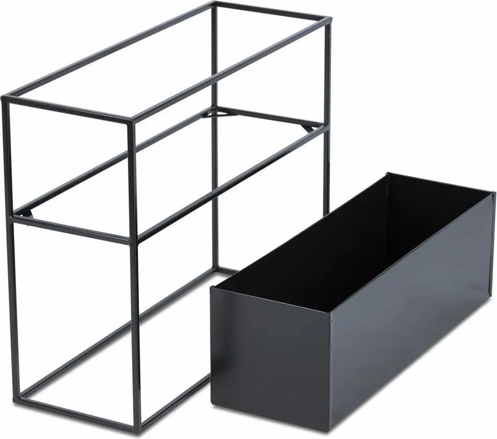 KOVOVÝ KVETINÁČ SO STOJANOM RECT 50X24X64 CM ČIERNA