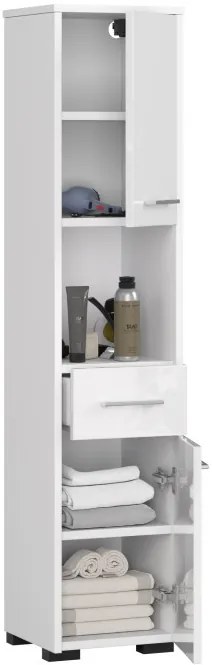 Kúpeľňová skrinka FIN 2D 1SZ 1W biela, lesk