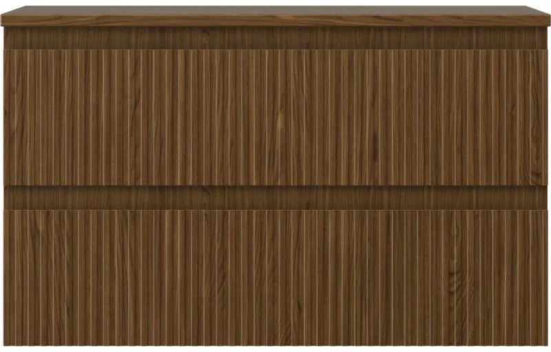 Mexen Rivel, kúpeľňová skrinka 80 cm s hornou časťou, 2 zásuvky, drážkovaná, orech, 91A20-08047-2-BFFC86