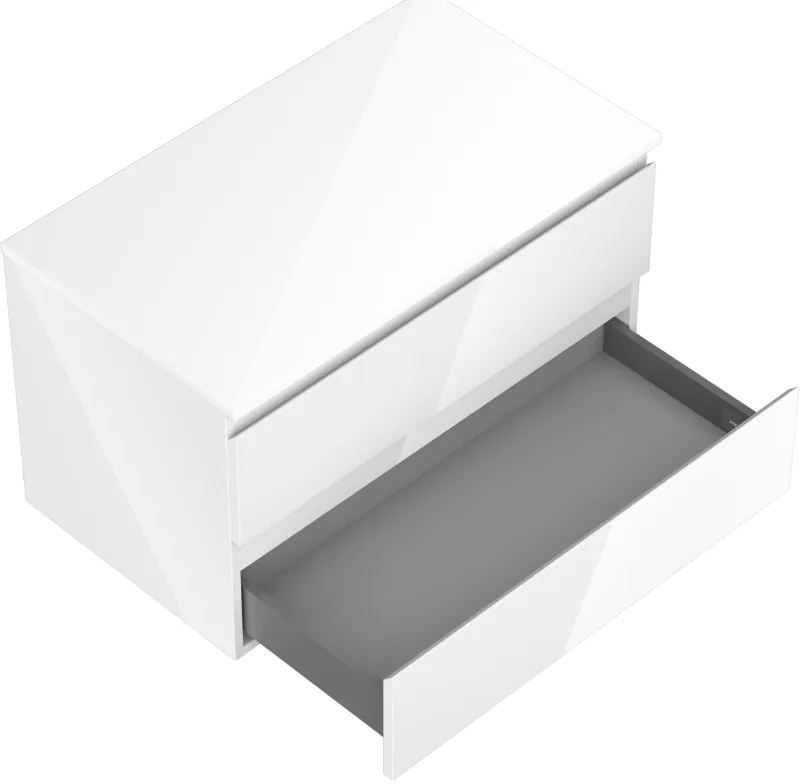 Mexen Orio, kúpeľňová skrinka 80 cm s hornou časťou, 2 zásuvky, biela lesklá, 91A10-08047-2-BFFC00