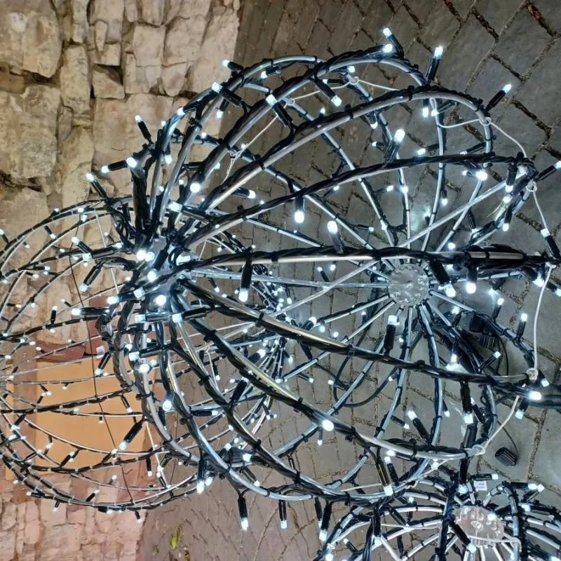 DECOLED Svetelná guľa LED, ľadovo biela, čierny kábel, priemer 60 cm