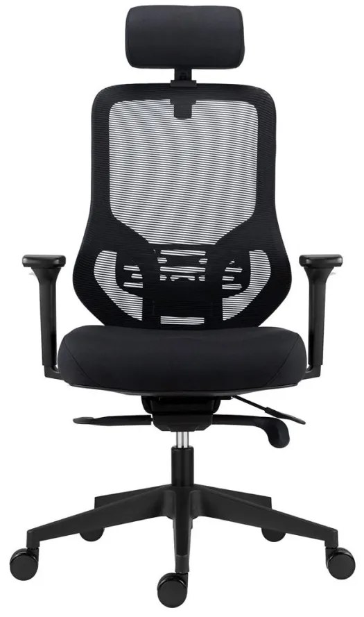 Kancelárska ergonomická stolička ATOMIC — sieť / látka, čierna, nosnosť 130 kg
