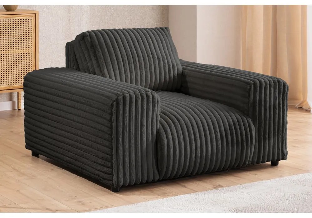 Tmavosivé menčestrové kreslo Justin – Ropez