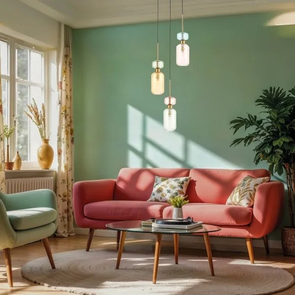 Luster na lanku MOLLY 3xE14/40W/230V pr. 38 cm pestrofarebná