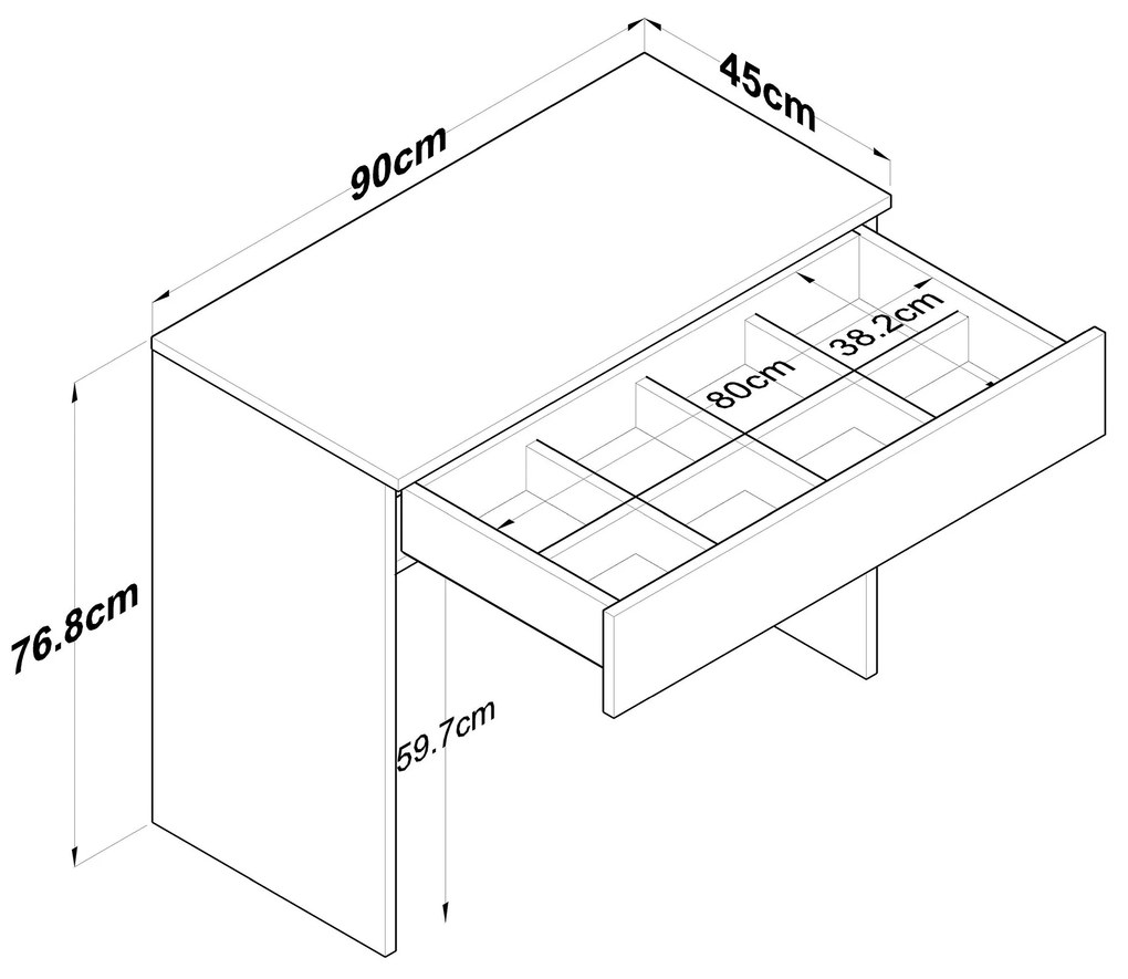 Minimalistický toaletní stolek Alisson bílý