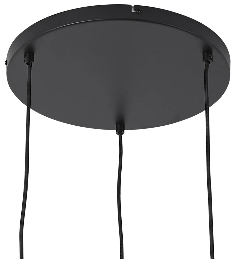 Závesná lampa čierna s jantárovým, dymovým a čírym sklom 3-Lights - Elena