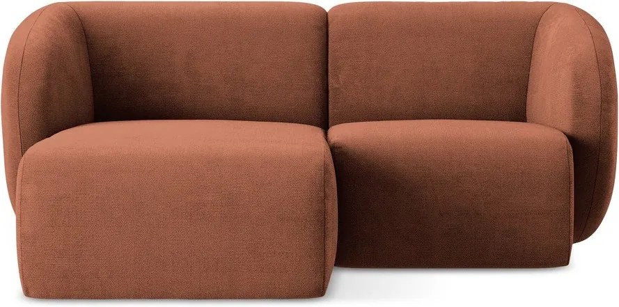 Ženilková rohová pohovka v terakotovej farbe (ľavý roh/s leňoškou) Lani – Makamii