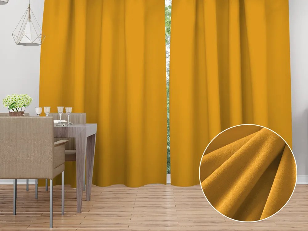 Biante Zamatový záves Velvet Prémium SVP-037 Zlatisto oranžový - šírka 135 cm 135x140 cm