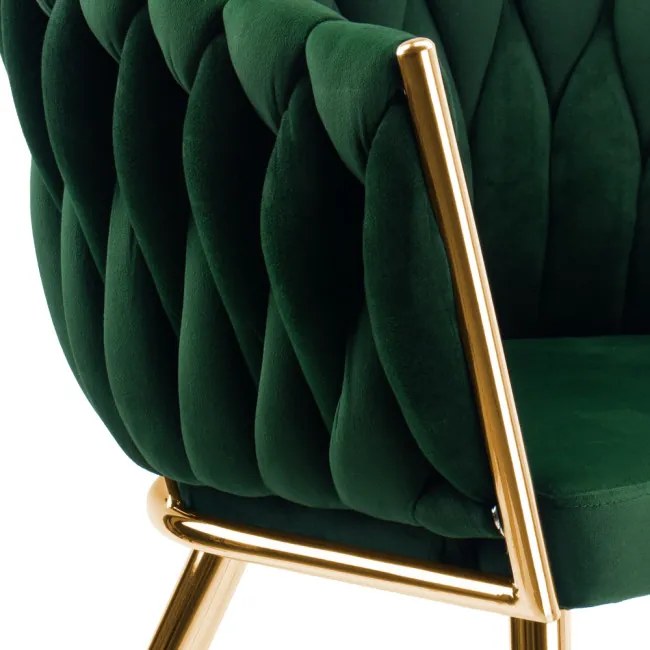 Jedálenská stolička COFTON zamatová, zlatá / tmavozelená