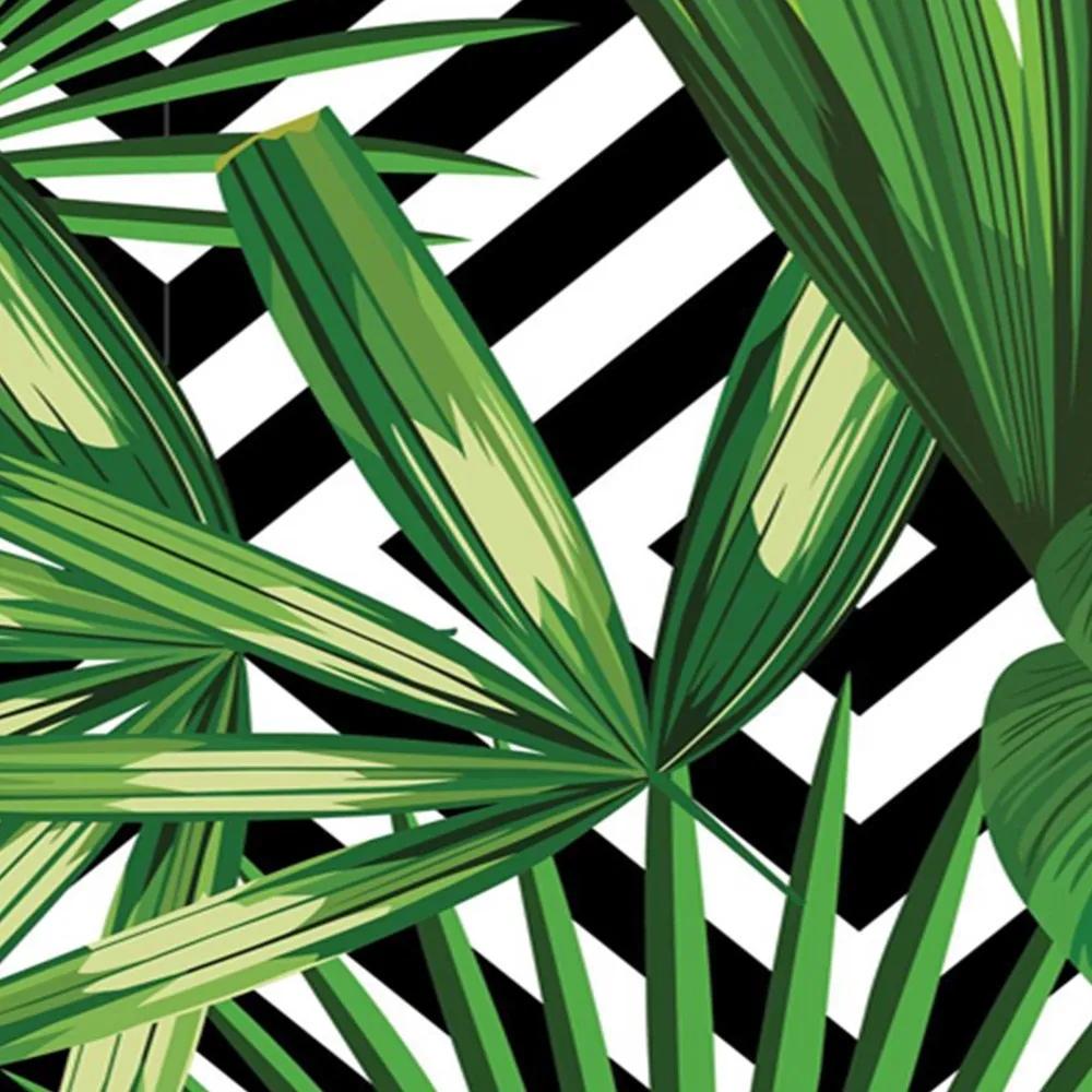 Ozdobný paraván Geometrické listy palmy zelené - 110x170 cm, trojdielny, obojstranný paraván 360°