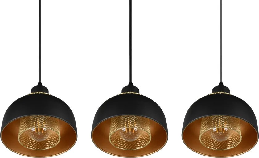 Závesné stropné osvetlenie Punch, čierno-zlatá, 3 svietidlá