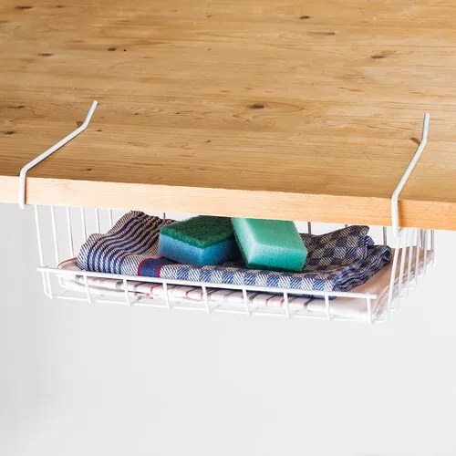 CONFORTIME Prídavný závesný kôš pod policu, biely kov, hlboký COCINA, 43x25x18,5