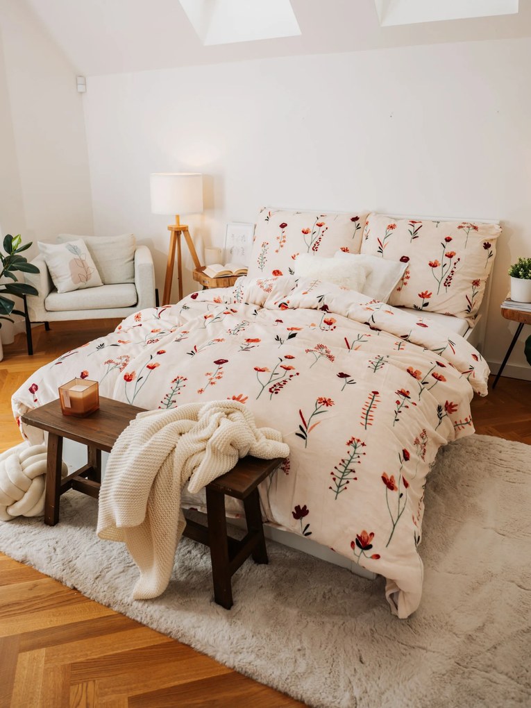 Predĺžené obliečky mikroplyš Exclusive – Vlčie maky béžové