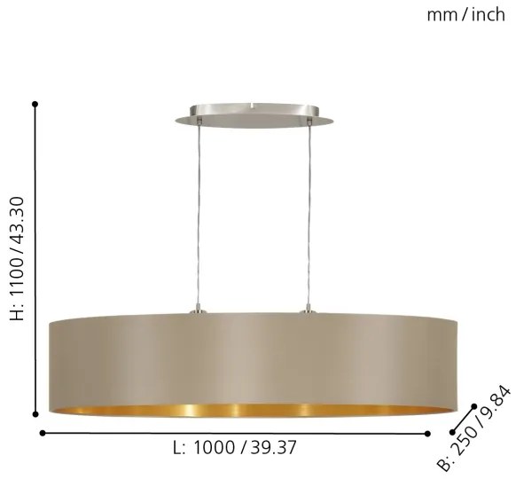 Eglo 31618 - Luster na lanku MASERLO 2xE27/60W/230V
