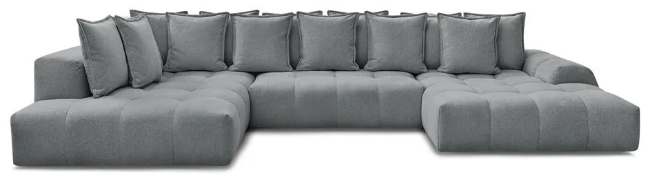 Tmavosivá ženilková rozkladacia/s úložným priestorom rohová pohovka (ľavý roh/do tvaru "U") Everest – Bobochic Paris