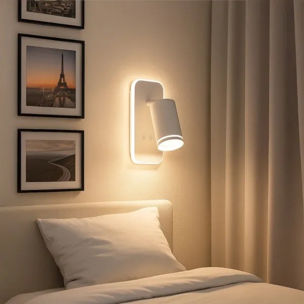 LED nástenné bodové svietidlo PIPE 1xGU10/10W/230V + LED/6W biela