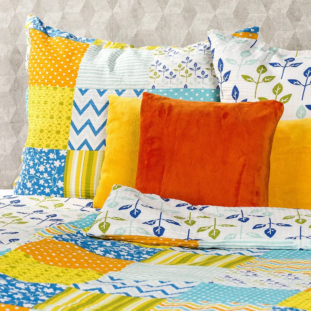 4Home Krepové obliečky Patchwork blue, 140 x 200 cm, 70 x 90 cm, 140 x 200 cm, 70 x 90 cm