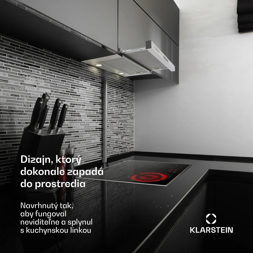 Klarstein Vinea, digestor, 60 cm, vstavaný, 610 m³/h, plochá konštrukcia, strieborný