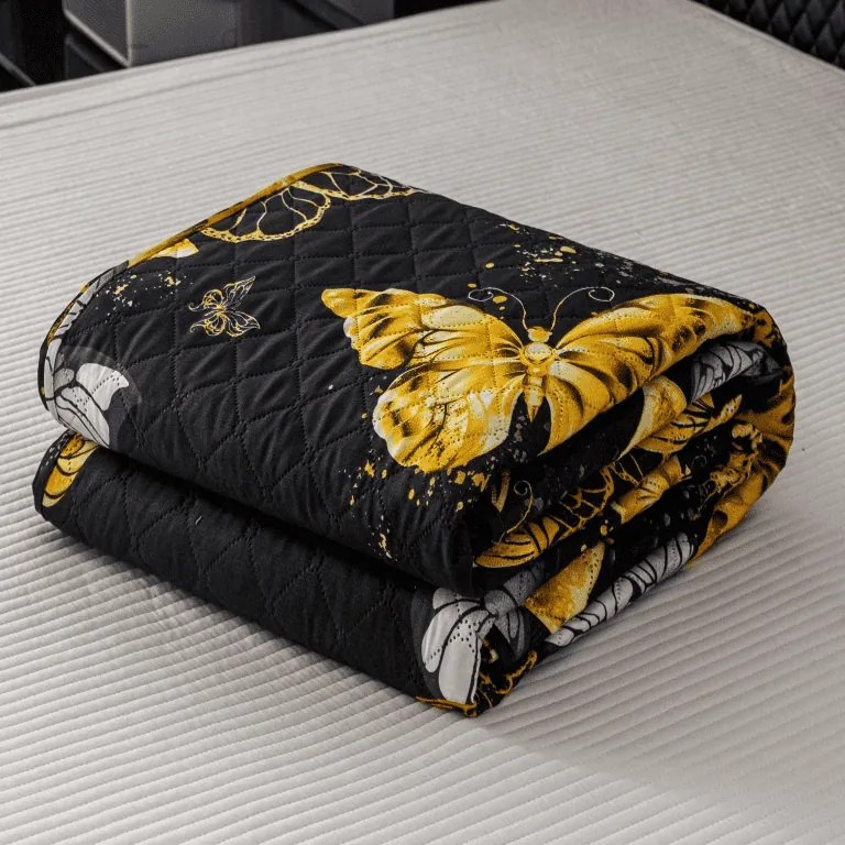 Přehoz na postel GOLD BUTTERFLY černý Rozmer: 170 x 210 cm