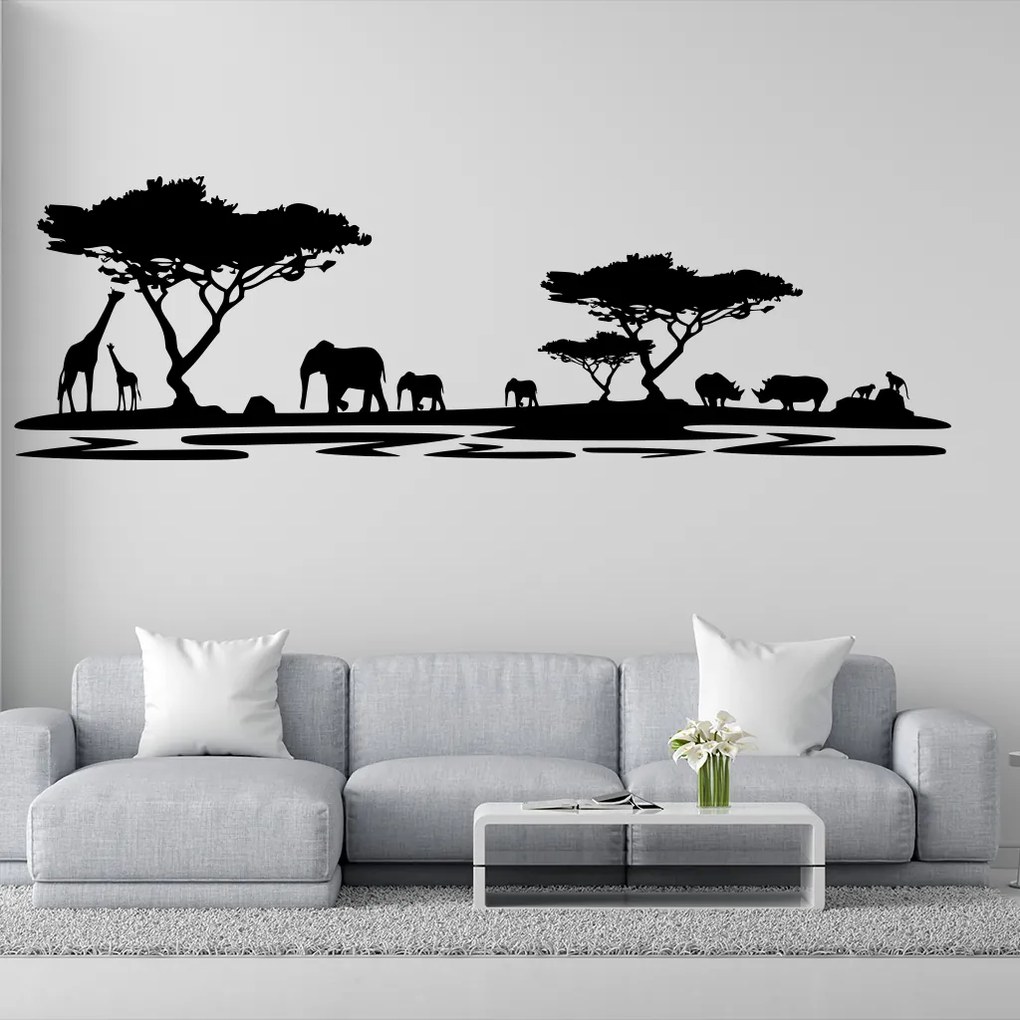 Veselá Stena Samolepka na stenu na stenu Africké safari Farba: hnedá, Veľkosť: 80 x 26 cm