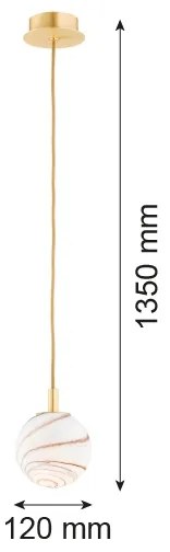 Argon 8450 - Luster na lanku ALMIROS 1xE14/7W/230V pr. 12 cm alabaster zlatá