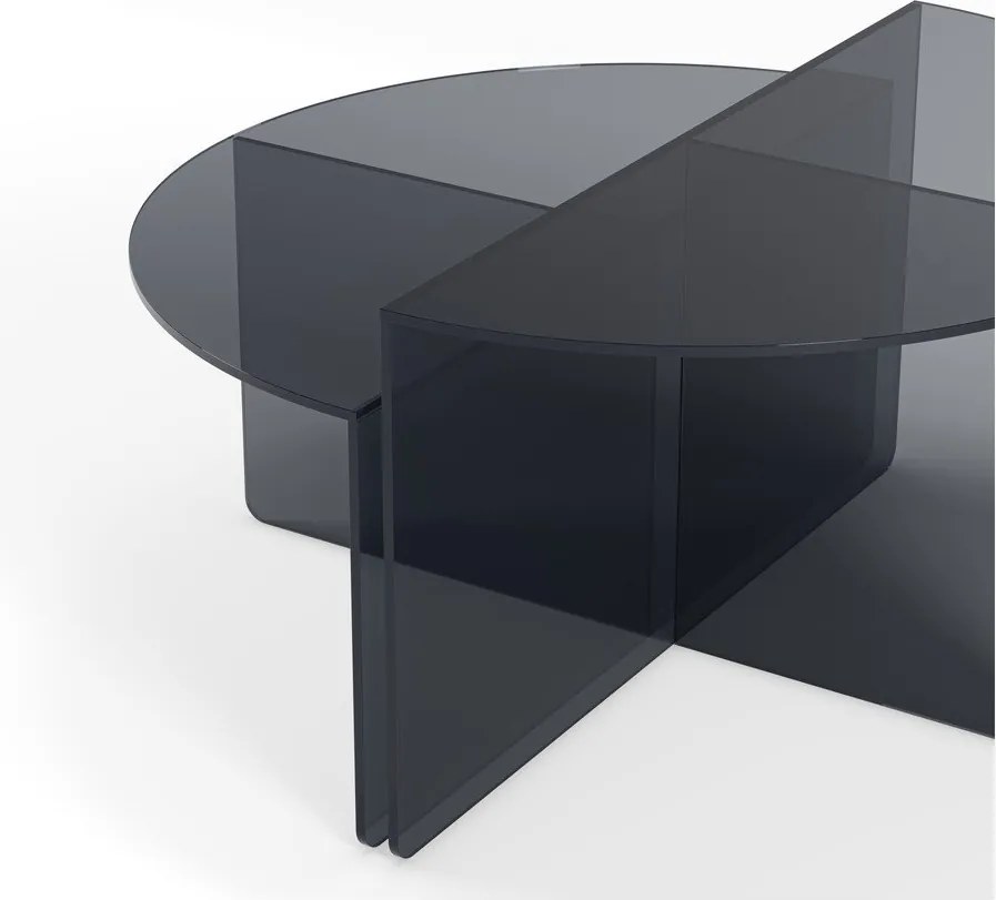 Sivé sklenené okrúhle konferenčné stolíky v súprave 2 ks ø 80 cm Velta – MOME