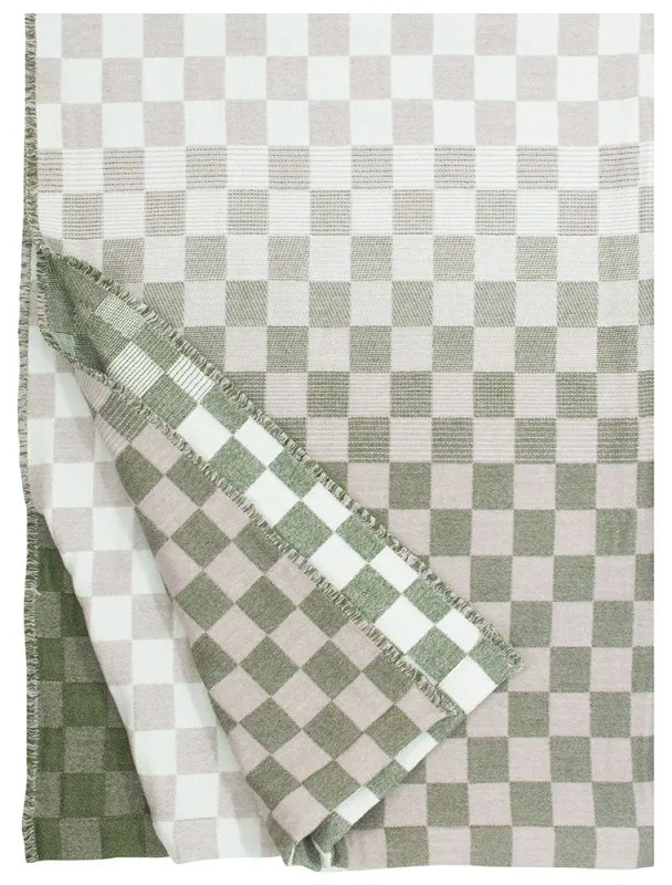 Merino deka Shakki 130x180, béžovo-olivovo-biela