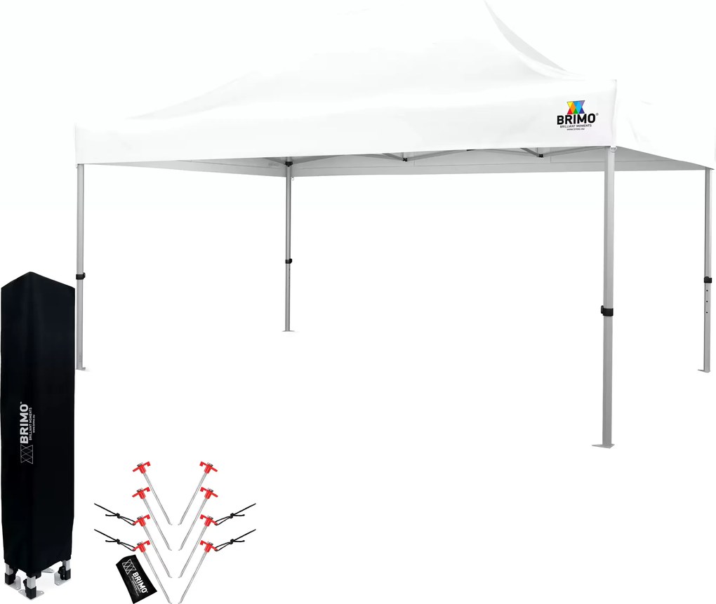BRIMO Nožnicový párty stan EXCLUSIVE ALU 3x4,5 m bez stien biely