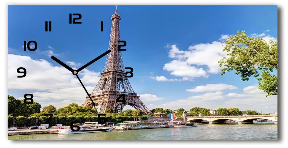 Vodorovné Sklenené hodiny na stenu Eiffelova veža Paríž pl_zsp_60x30_f_59254074