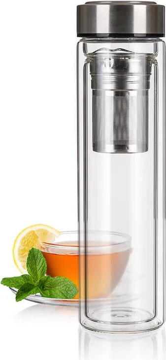 Fľaša na čaj dvojstenná so sitkom DOBLO, 500 ml