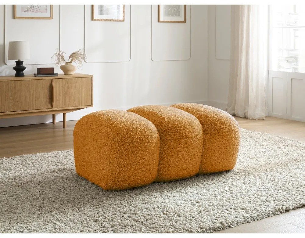 Podnožka z textílie buklé v horčicovej farbe Hippolyte – Bobochic Paris