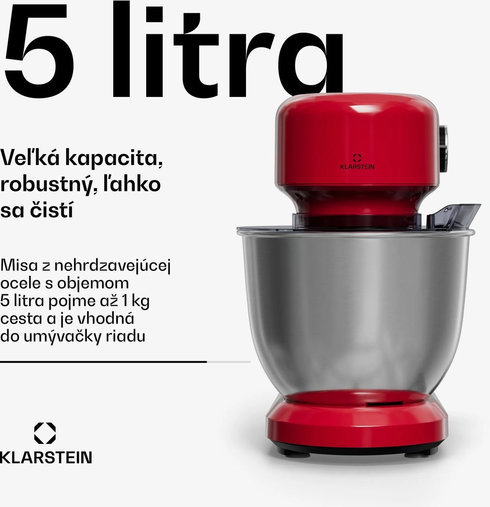 Klarstein Bella Evo kuchynský robot | planetárny miešací systém | 3 miešacie nadstavce | 1500 W | 5 l