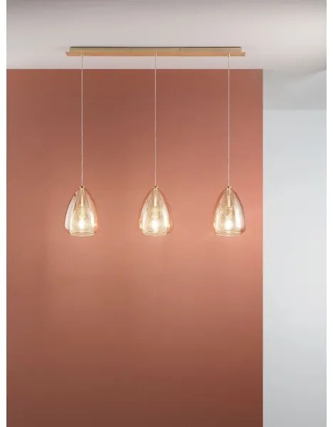 Fabas Luce 3673-48-125 - Luster na lanku BRITTON 3xE27/40W/230V zlatá