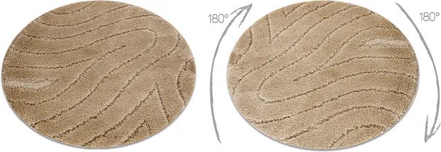 Kúpeľňový koberček SUPREME WAVES vlny, béžový kruh