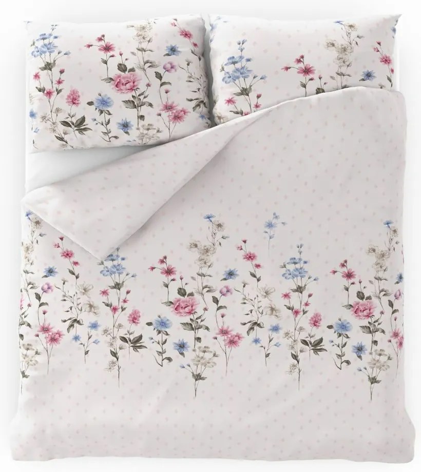 Kvalitex Bavlnené obliečky Delux Lúka ružová, 240 x 200 cm, 2 ks 70 x 90 cm