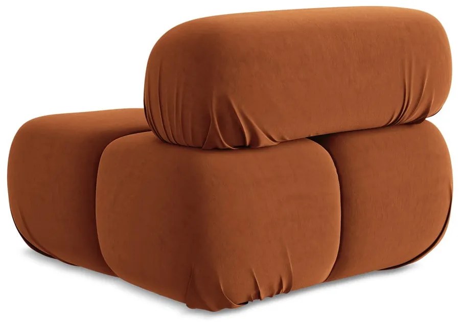 Oranžový zamatový modul pohovky (stredový diel) Lokua – Makamii