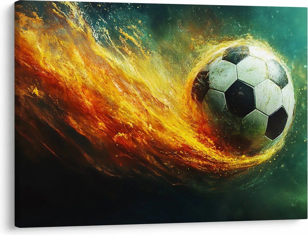 Obraz - Futbalová lopta v lete (70x50 cm)
