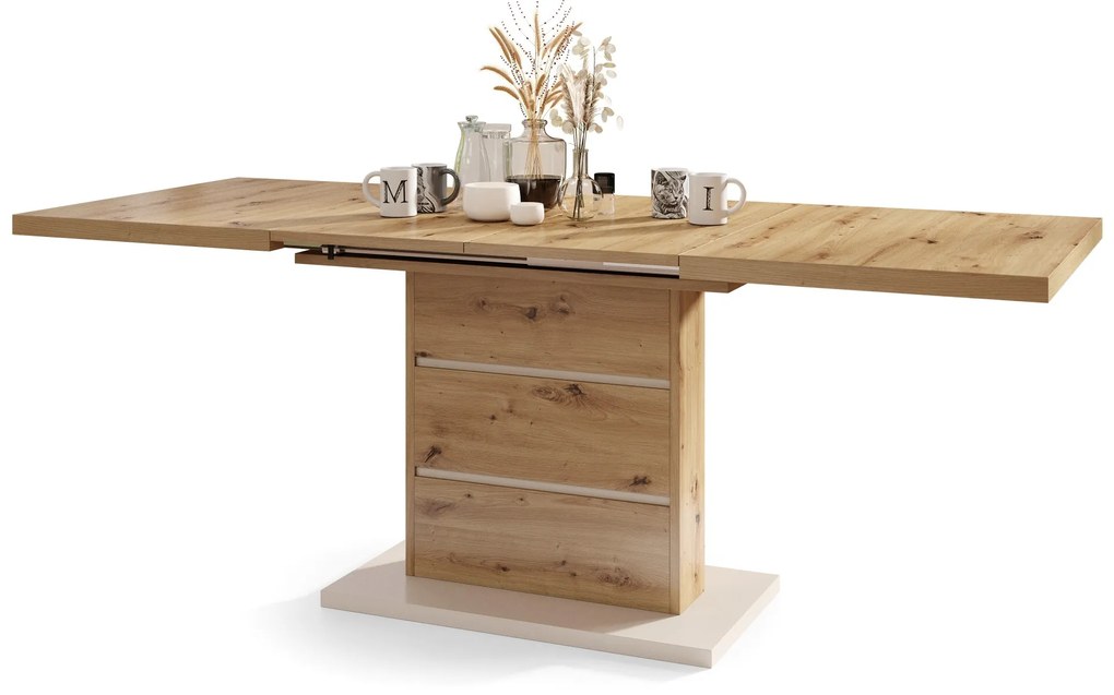 Mazzoni PIANO dub artisan / béžová - moderný rozkladací stôl do 200 cm