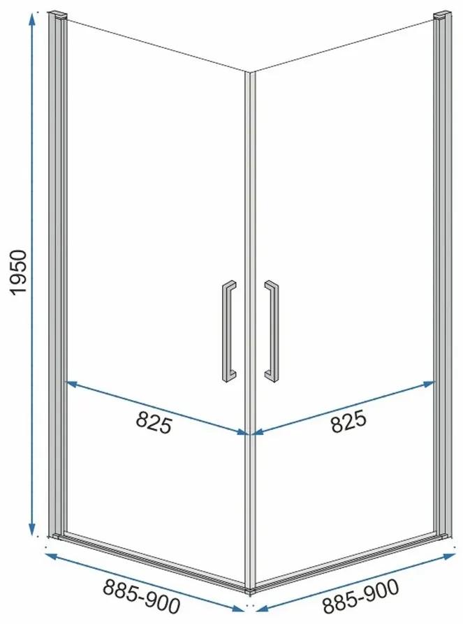 Rea Abra Matte, 2-krídlový sprchový kút 90 (dvere) x 90 (dvere) x 195 cm, 6mm číre sklo, čierny profil, REA-K5502