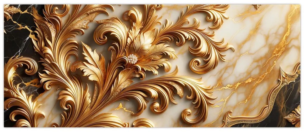 Obraz - Mramor so zlatom (120x50 cm)