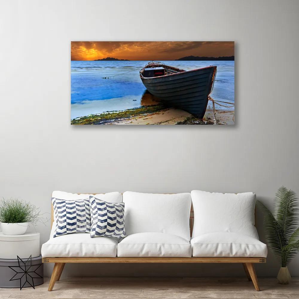 Obraz Canvas Loď more pobrežie pláž 125x50 cm