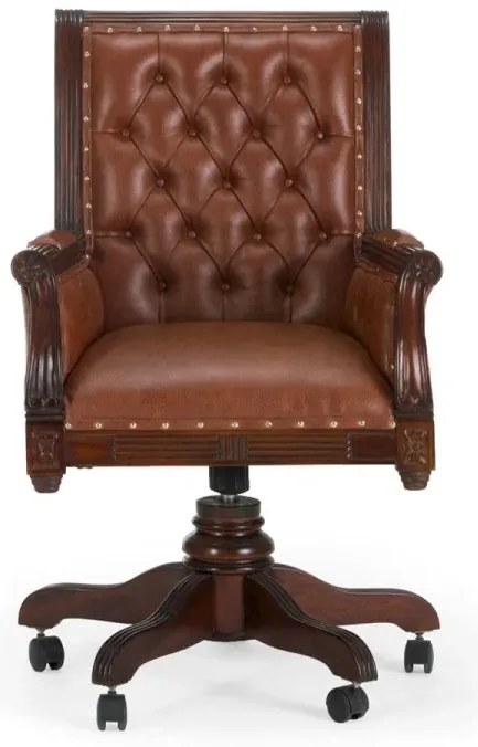 furniture-nabytek.cz - Kancelářské křeslo Cambridge z masivního mahagonu, lakované, hnědé – pravá kůže