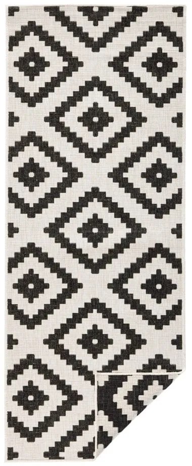 Čierno-krémový vonkajší koberec NORTHRUGS Malta, 80 x 345 cm