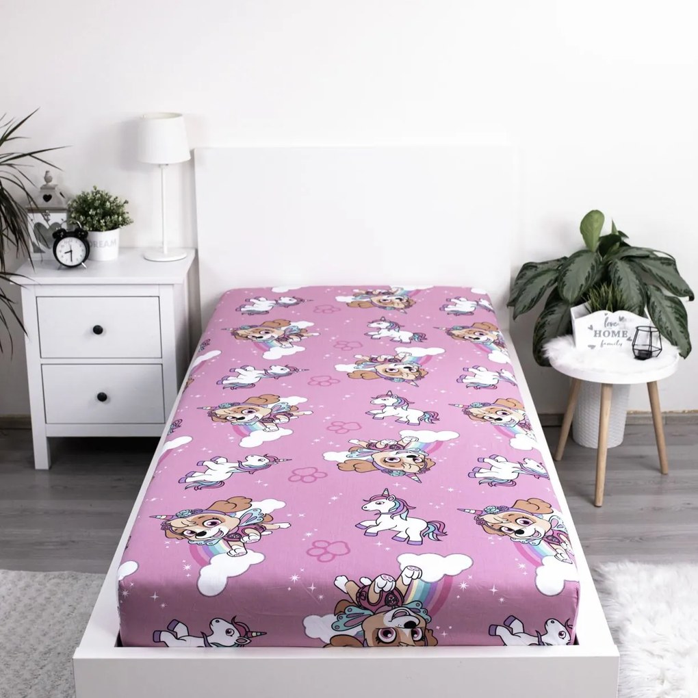 Prestieradlo Paw Patrol - ružové 90x200 cm