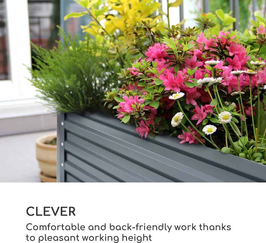 Blumfeldt High Grow Straight, vyvýšený záhon, 180 x 60 x 90 cm, 970 l, pozinkovaná oceľ